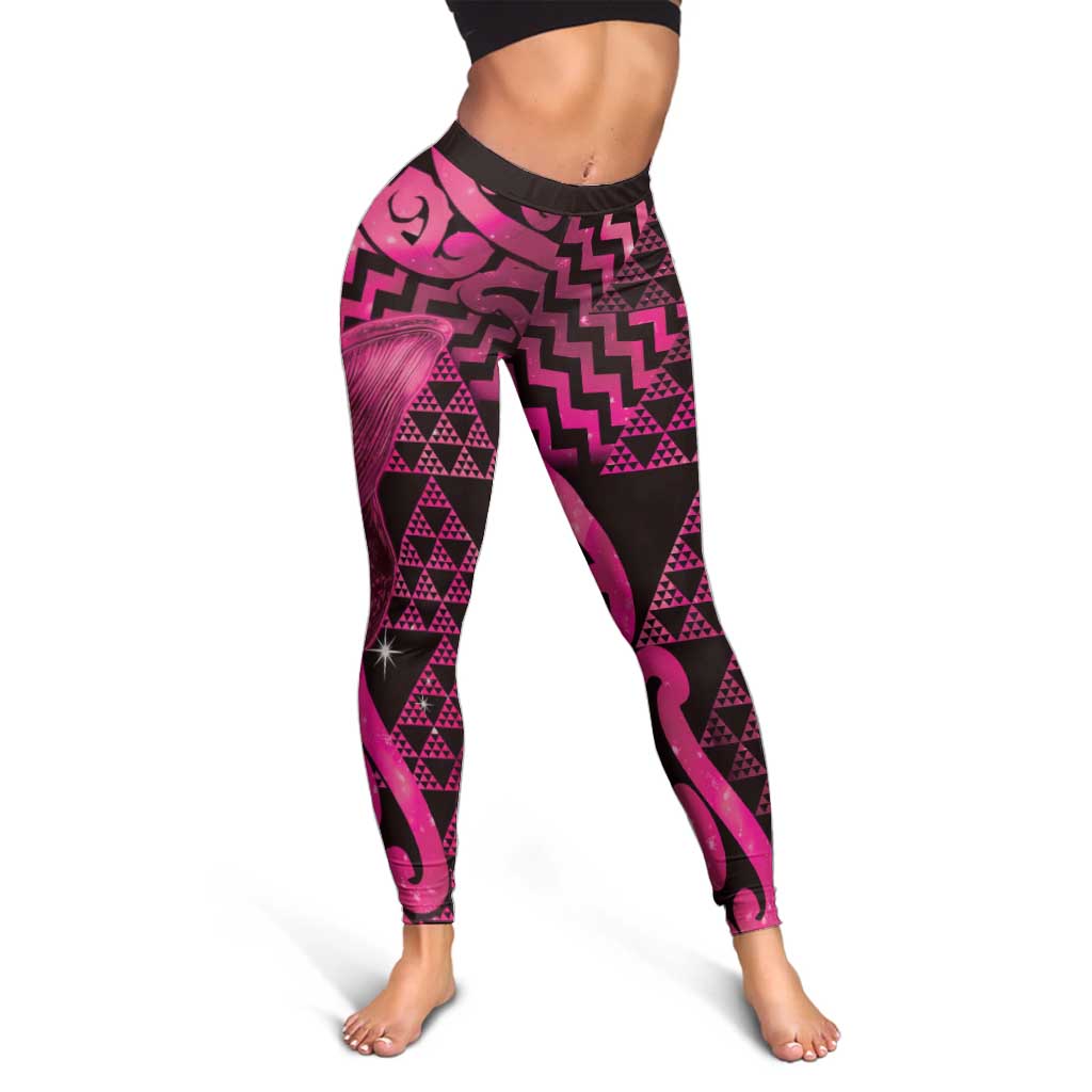 Humpback Whale Matariki New Zealand Leggings NZ Maori Paikea Poutama Luxury Pink