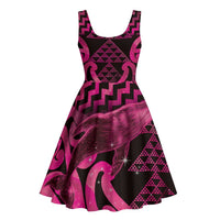 Humpback Whale Matariki New Zealand Midi Dress NZ Maori Paikea Poutama Luxury Pink