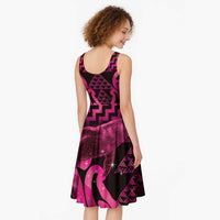Humpback Whale Matariki New Zealand Midi Dress NZ Maori Paikea Poutama Luxury Pink