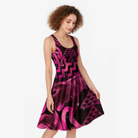 Humpback Whale Matariki New Zealand Midi Dress NZ Maori Paikea Poutama Luxury Pink