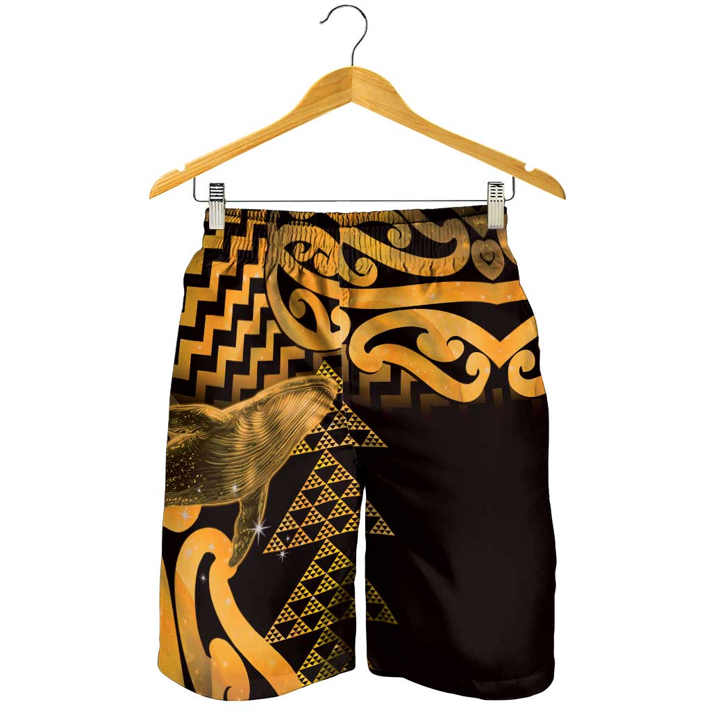 Humpback Whale Matariki New Zealand Shorts for Men NZ Maori Paikea Poutama Luxury Gold