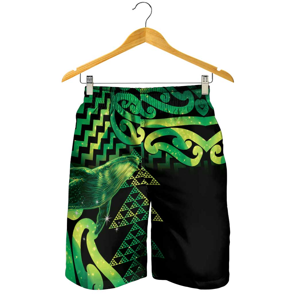 Humpback Whale Matariki New Zealand Shorts for Men NZ Maori Paikea Poutama Luxury Green