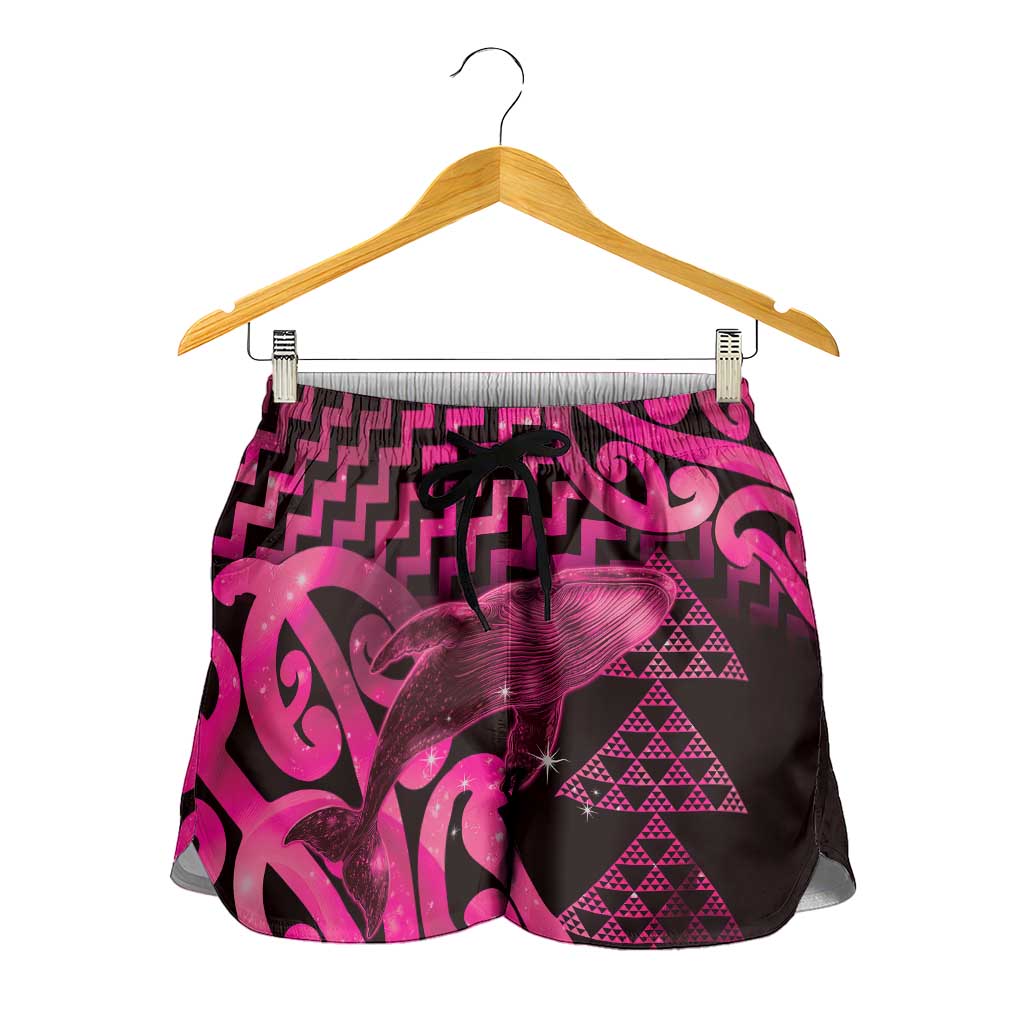 Humpback Whale Matariki New Zealand Shorts for Women NZ Maori Paikea Poutama Luxury Pink