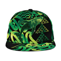 Humpback Whale Matariki New Zealand Snapback Cap NZ Maori Paikea Poutama Luxury Green LT14 One Size Green - Polynesian Pride