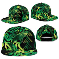 Humpback Whale Matariki New Zealand Snapback Cap NZ Maori Paikea Poutama Luxury Green LT14 - Polynesian Pride