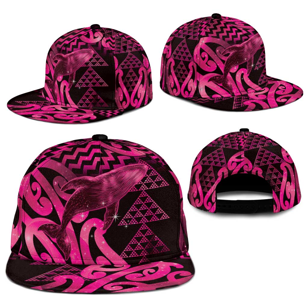 Humpback Whale Matariki New Zealand Snapback Cap NZ Maori Paikea Poutama Luxury Pink LT14 - Polynesian Pride