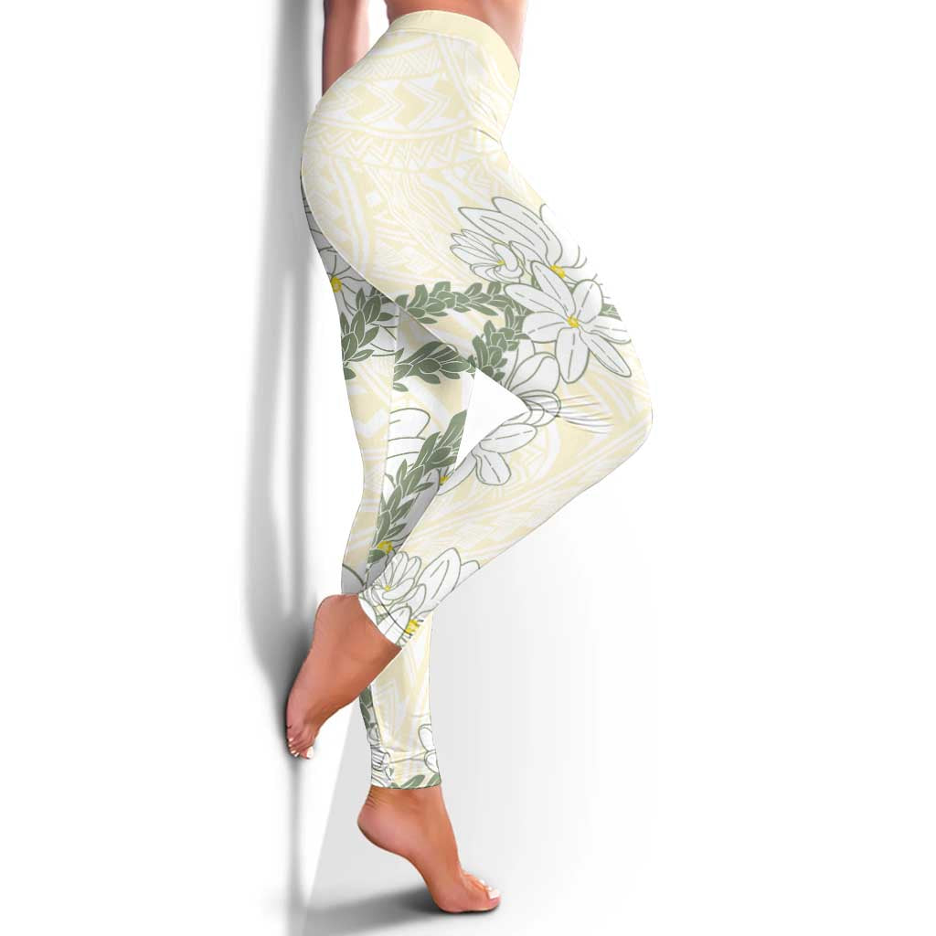 Ia Orana Tahiti Tiare Leggings Lemon Yellow Lei - Polynesian Pride