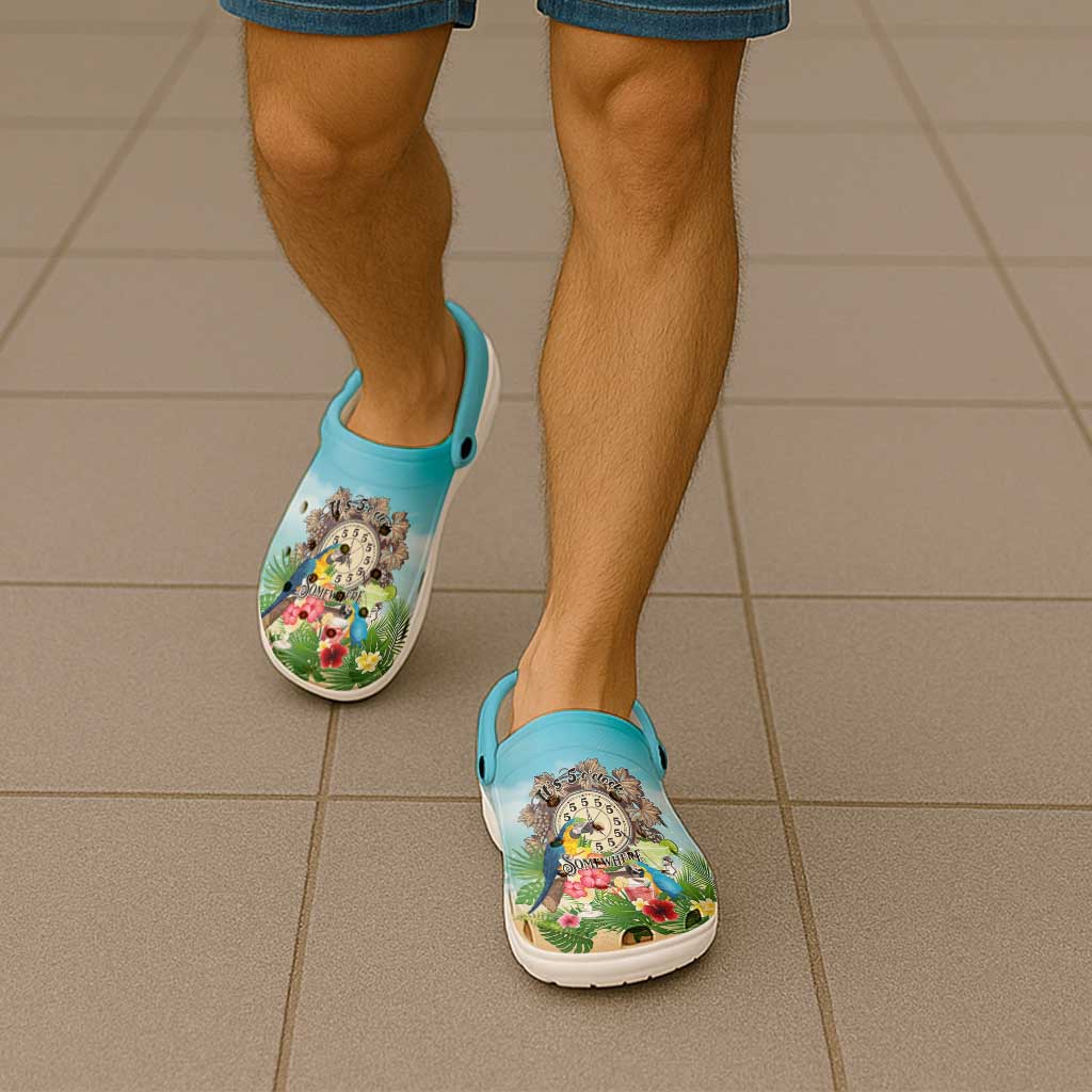 It's 5 o'clock Somewhere Clogs Shoes Hawaiian Tropical Parrots - Polynesian Pride