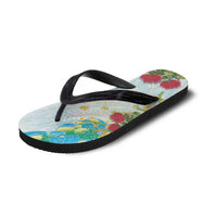 Japanese and Hawaiian Culture Fusion Flip Flops Irezumi with Turtles and Lei Kakau Pattern Fresh Vibe LT03 - Polynesian Pride