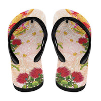 Japanese and Hawaiian Culture Fusion Flip Flops Irezumi with Turtles and Lei Kakau Pattern Sunset Vibe LT03 - Polynesian Pride