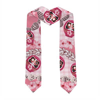 Japanese Daruma Doll Palaka Graduation Stole Cherry Blossoms With Shell Lei LT14 - Polynesian Pride
