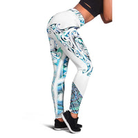 Kahui Whetu Paua Shell Kowhaiwhai Taniko Leggings Manta Ray Shark-Turtle Maori Tribal Style LT9 - Polynesian Pride