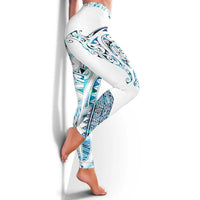 Kahui Whetu Paua Shell Kowhaiwhai Taniko Leggings Manta Ray Shark-Turtle Maori Tribal Style LT9 - Polynesian Pride