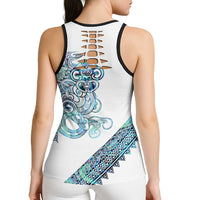 Kahui Whetu Paua Shell Kowhaiwhai Taniko Personalised Hollow Tank Top Taniwha Maori Tribal Style