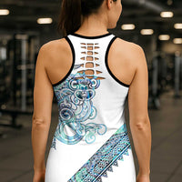 Kahui Whetu Paua Shell Kowhaiwhai Taniko Personalised Hollow Tank Top Taniwha Maori Tribal Style