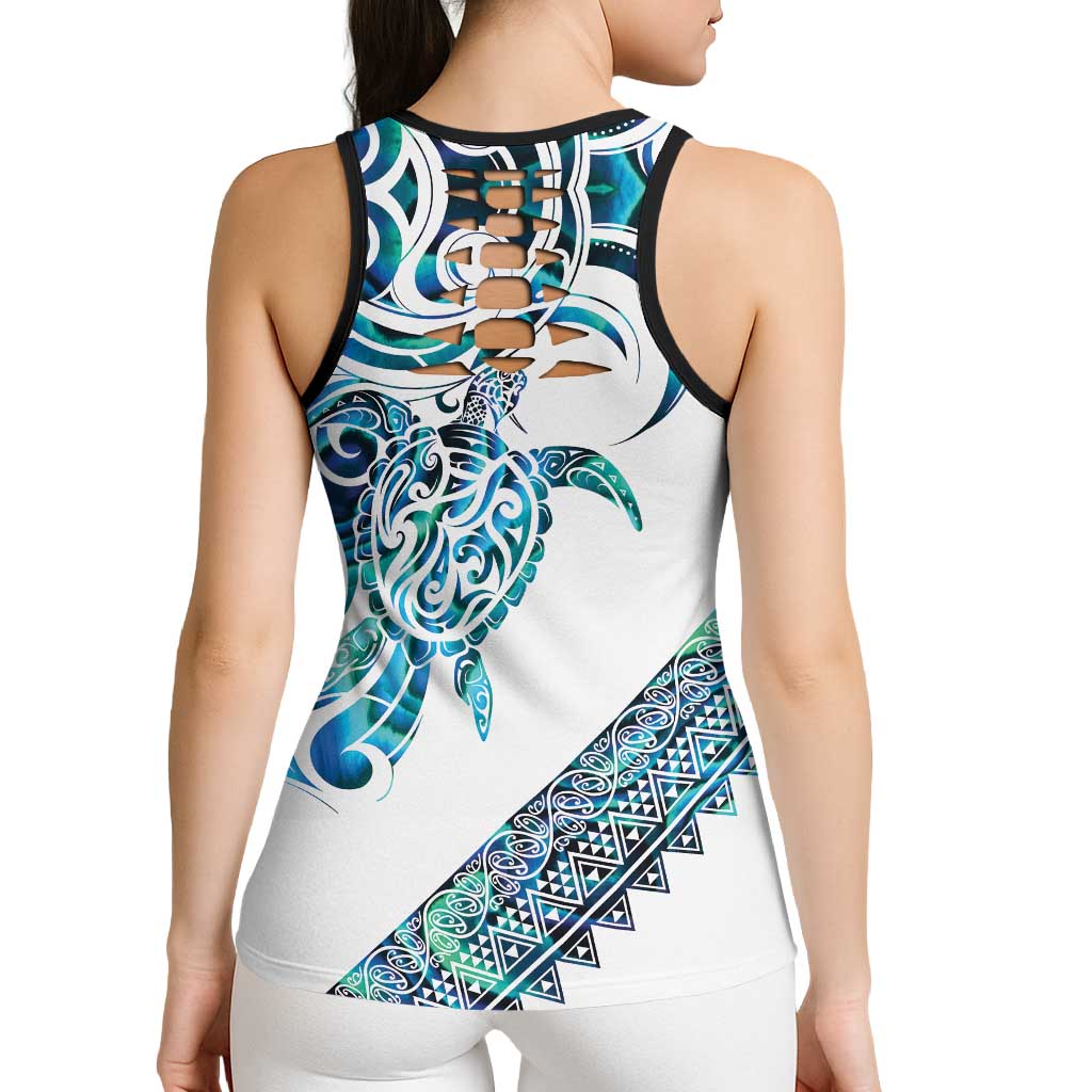Kahui Whetu Paua Shell Kowhaiwhai Taniko Personalised Hollow Tank Top Turtle Tattoo Maori Tribal Style