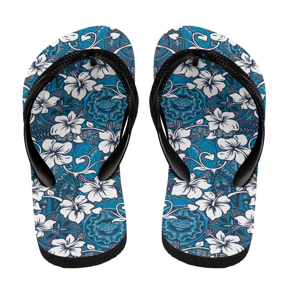 Karakarawa Bula Fiji Flip Flops Fijian Tapa Seamless Hibiscus - Polynesian Pride
