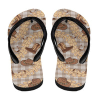 Khaki Palaka Hawaii Cowboy Flip Flops Puakenikeni Lei Paniolo Papale Seamless Vibes - Polynesian Pride