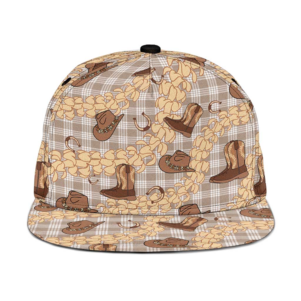 Khaki Palaka Hawaii Cowboy Snapback Cap Puakenikeni Lei Paniolo Papale Seamless Vibes - Polynesian Pride