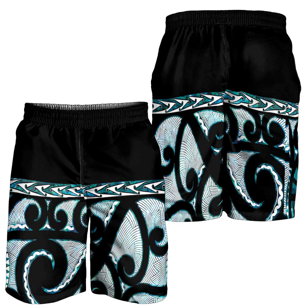 Kia Ora New Zealand Shorts for Men Aotearoa Proud Maori Paua Shell Silver Fern - Polynesian Pride