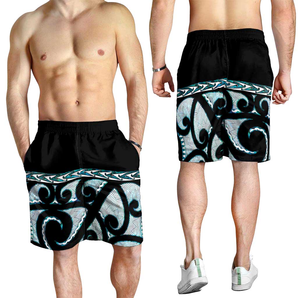 Kia Ora New Zealand Shorts for Men Aotearoa Proud Maori Paua Shell Silver Fern - Polynesian Pride