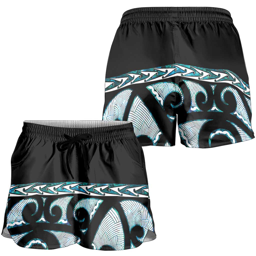 Kia Ora New Zealand Shorts for Women Aotearoa Proud Maori Paua Shell Silver Fern - Polynesian Pride