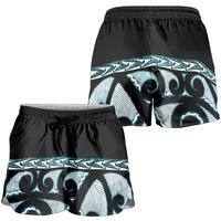 Kia Ora New Zealand Shorts for Women Aotearoa Proud Maori Paua Shell Silver Fern - Polynesian Pride