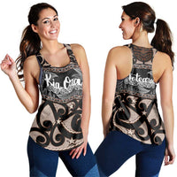Kia Ora New Zealand Women Racerback Tank Aotearoa Proud Maori With Silver Fern - Polynesian Pride