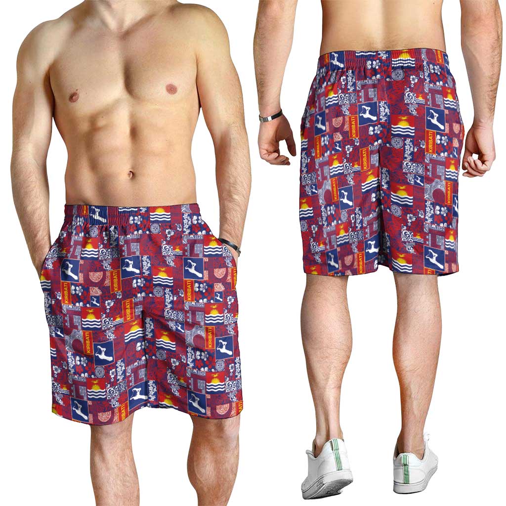 Kiribati Tekeraoi n te Kiritimati Shorts for Men Pacific Patchwork Xmas Vibes - Polynesian Pride