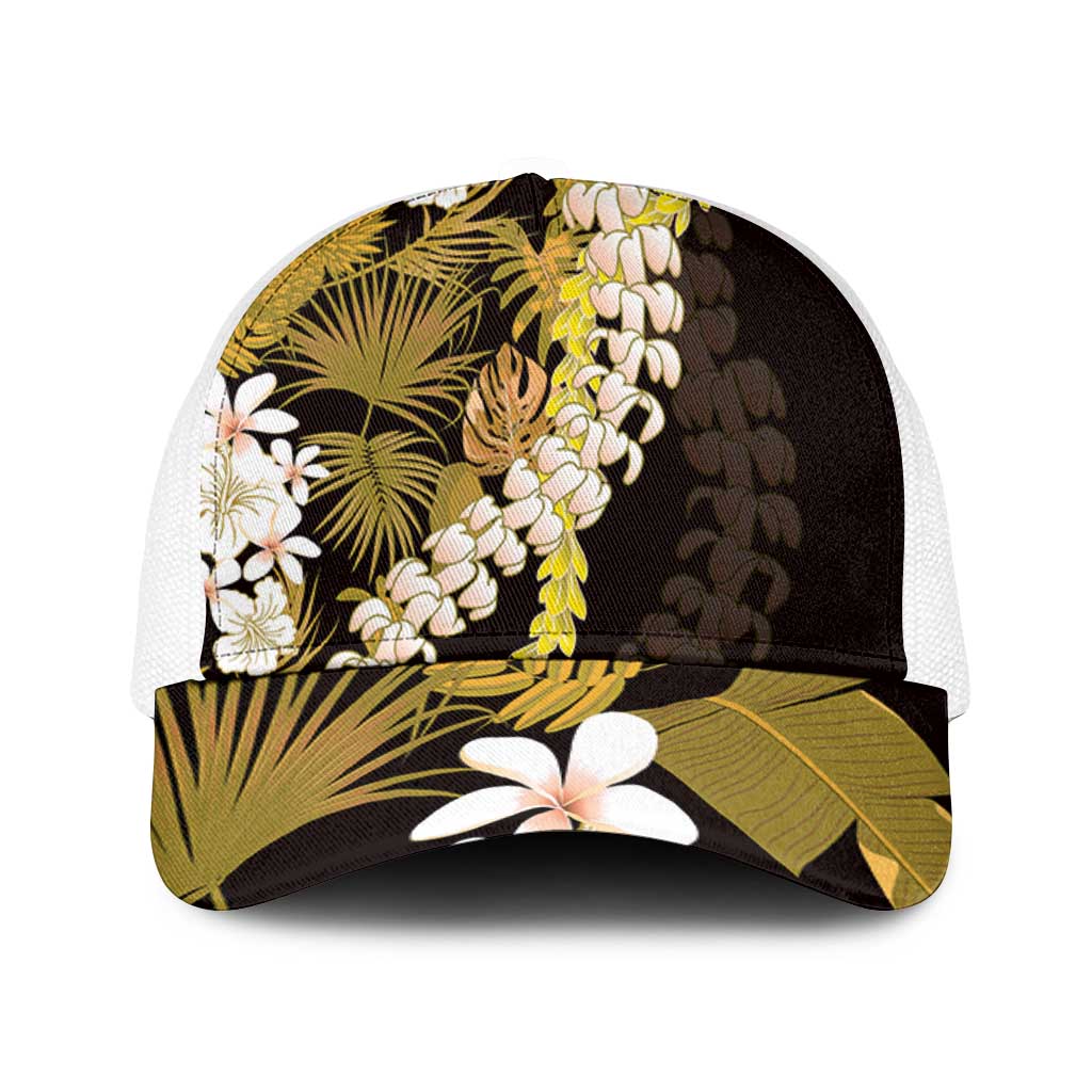 Kula Aloha Hawaii Lei Mesh Trucker Cap Tropical Flowers Elegant Vibe - Polynesian Pride