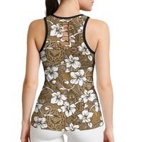 Kuvui Bula Fiji Hollow Tank Top Fijian Tapa Seamless Hibiscus - Polynesian Pride