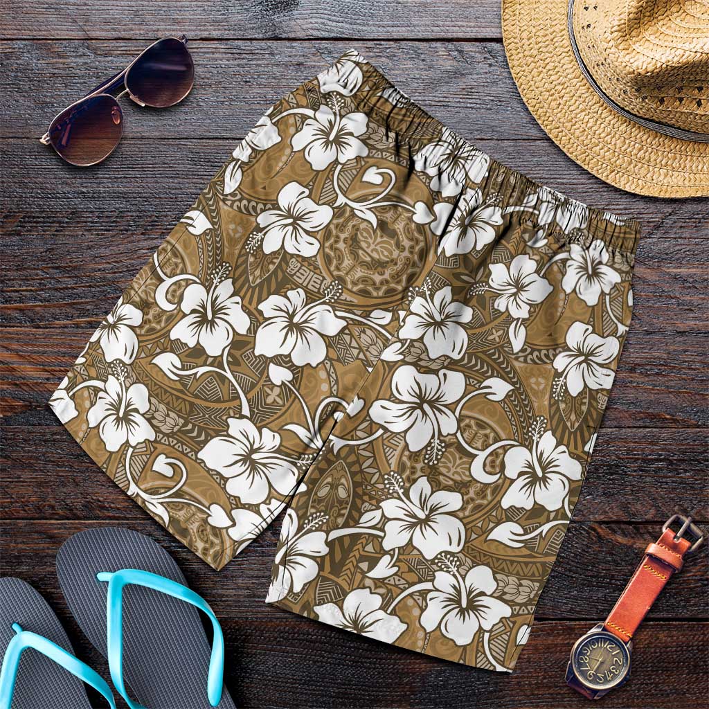 Kuvui Bula Fiji Shorts for Men Fijian Tapa Seamless Hibiscus - Polynesian Pride