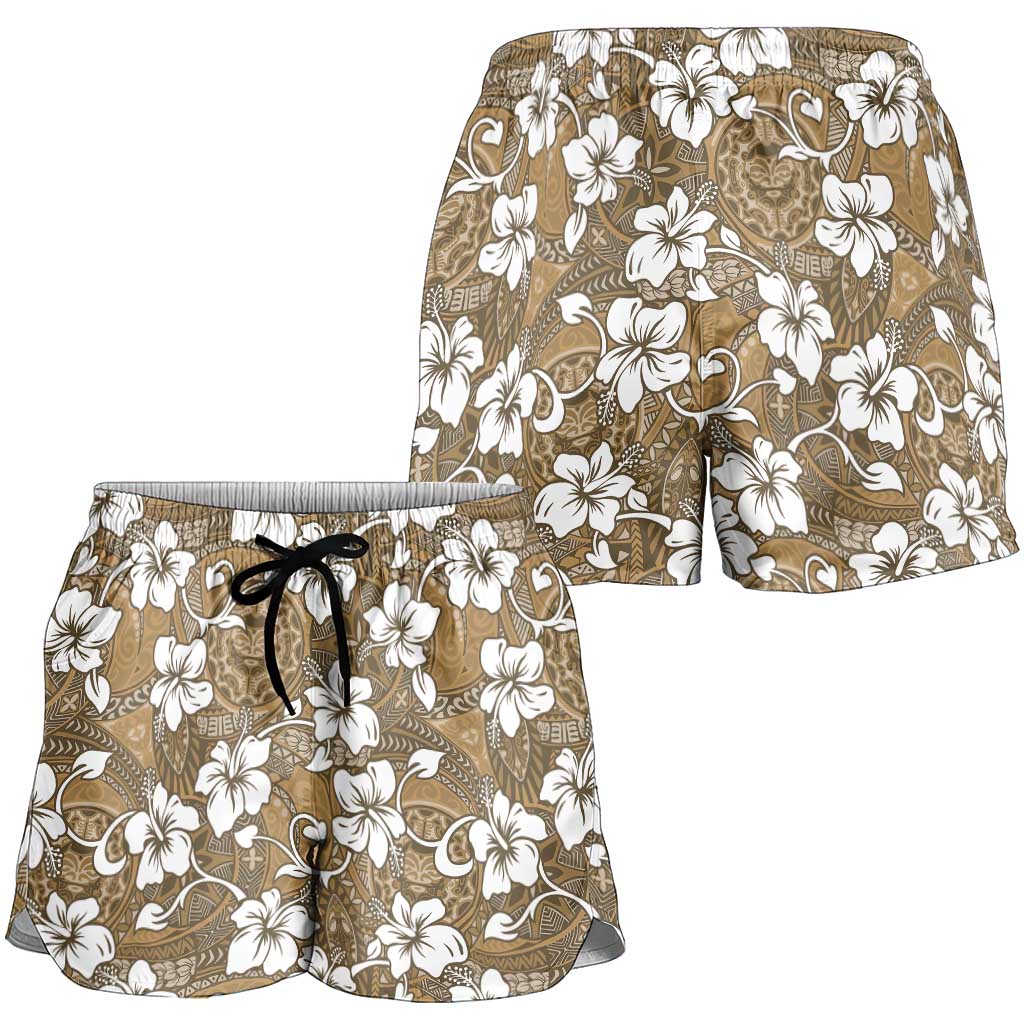 Kuvui Bula Fiji Shorts for Women Fijian Tapa Seamless Hibiscus - Polynesian Pride