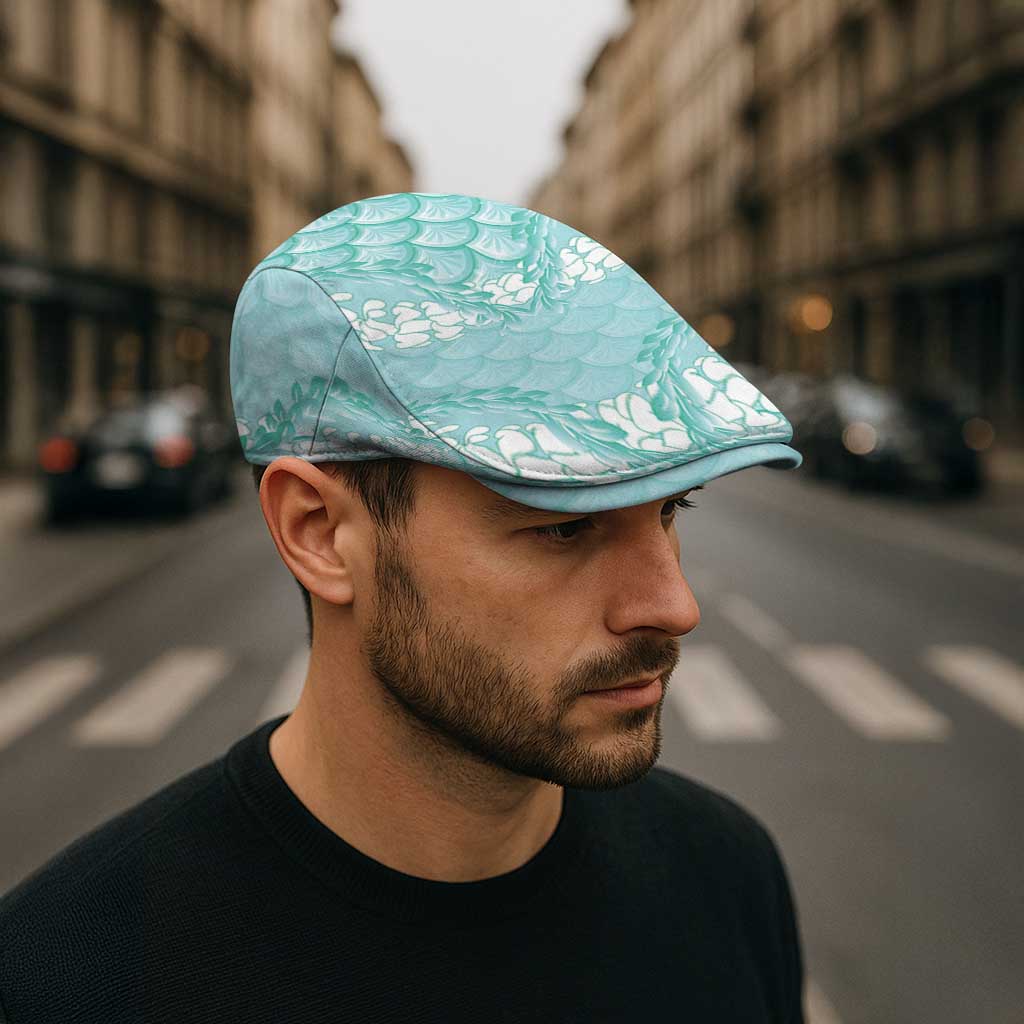 Light Turquoise Mermaid Puakenikeni Maile Lei Jeff Hat