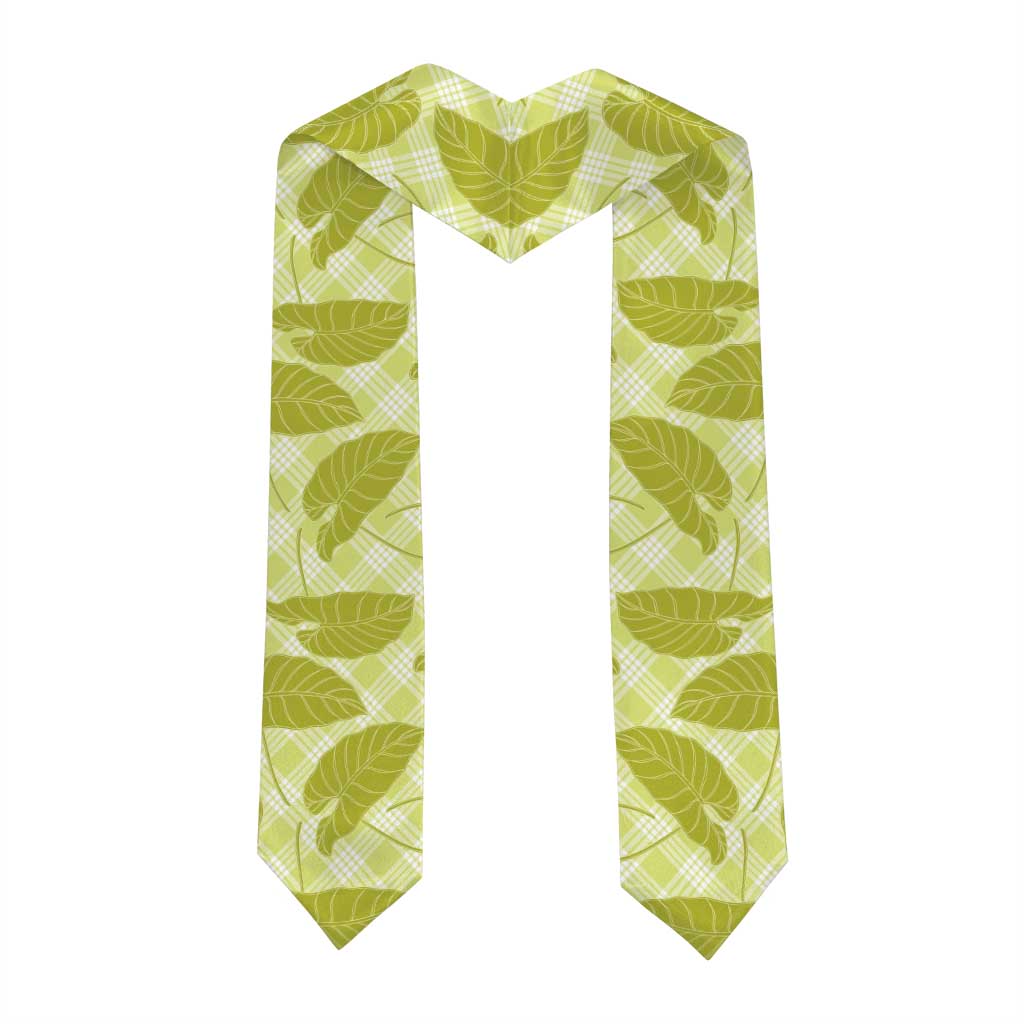 Lime Green Hawaii Kalo Palaka Motifs Graduation Stole Hawaiian Taro Leaves Elegant Vibes