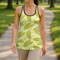 Lime Green Hawaii Kalo Palaka Motifs Hollow Tank Top Hawaiian Taro Leaves Elegant Vibes LT14 - Polynesian Pride