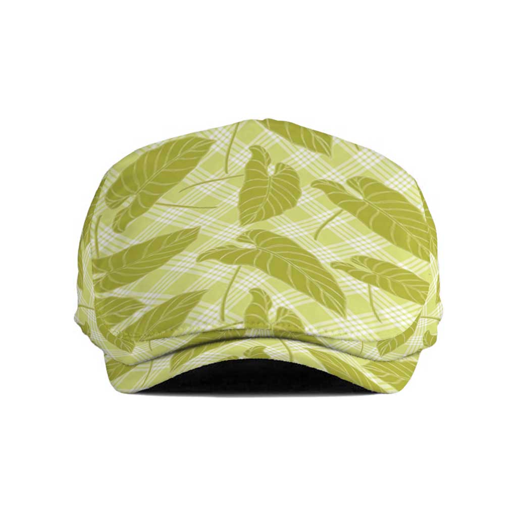 Lime Green Hawaii Kalo Palaka Motifs Jeff Hat Hawaiian Taro Leaves Elegant Vibes