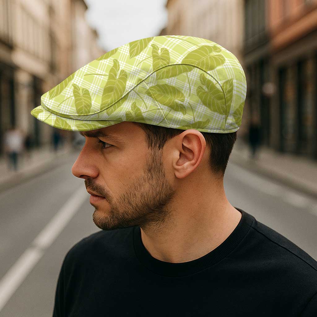 Lime Green Hawaii Kalo Palaka Motifs Jeff Hat Hawaiian Taro Leaves Elegant Vibes LT14 - Polynesian Pride