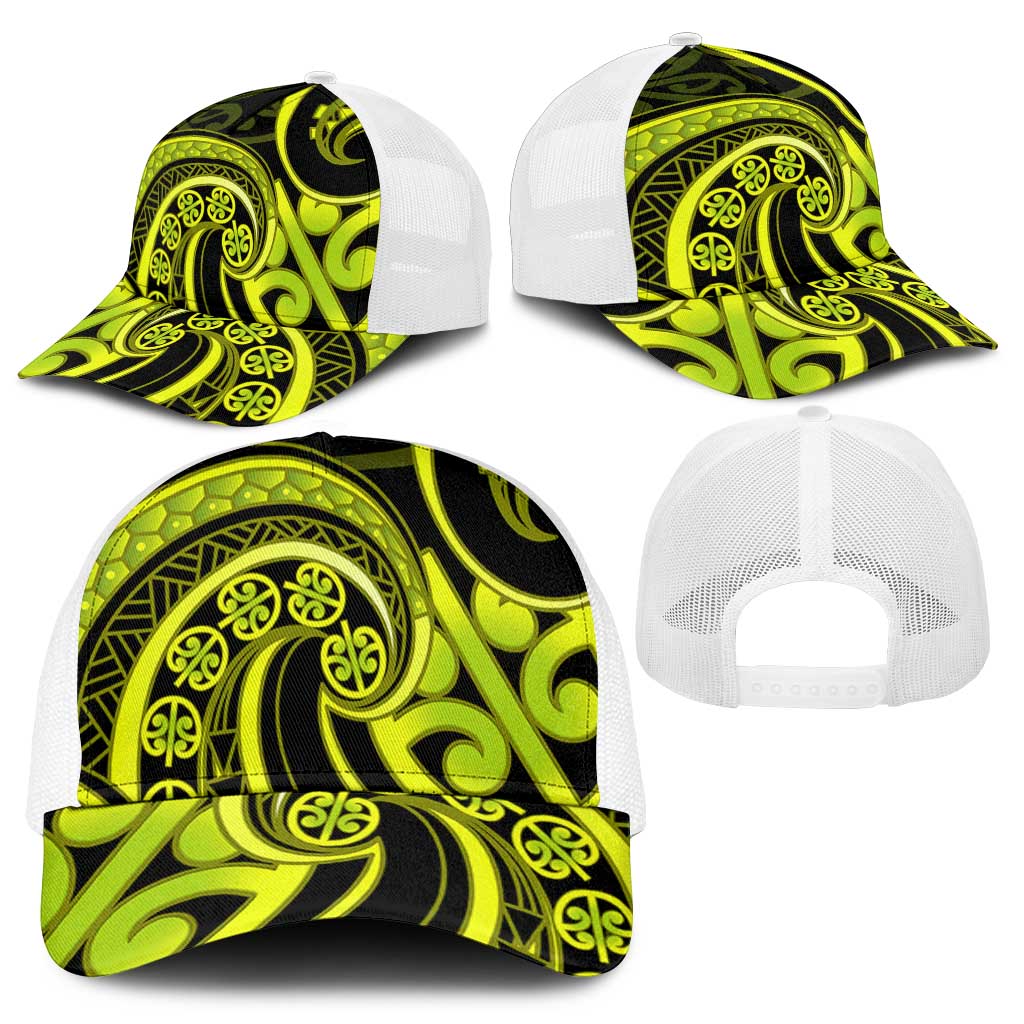 Lime Green New Zealand Mangopare Mesh Trucker Cap Aotearoa Maori Koru Style - Polynesian Pride
