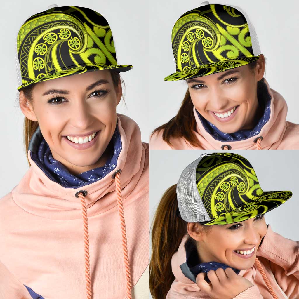 Lime Green New Zealand Mangopare Mesh Trucker Cap Aotearoa Maori Koru Style - Polynesian Pride