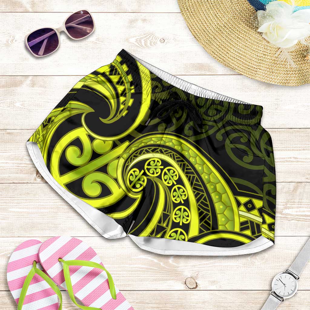 Lime Green New Zealand Mangopare Shorts for Women Aotearoa Maori Koru Style
