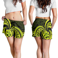 Lime Green New Zealand Mangopare Shorts for Women Aotearoa Maori Koru Style