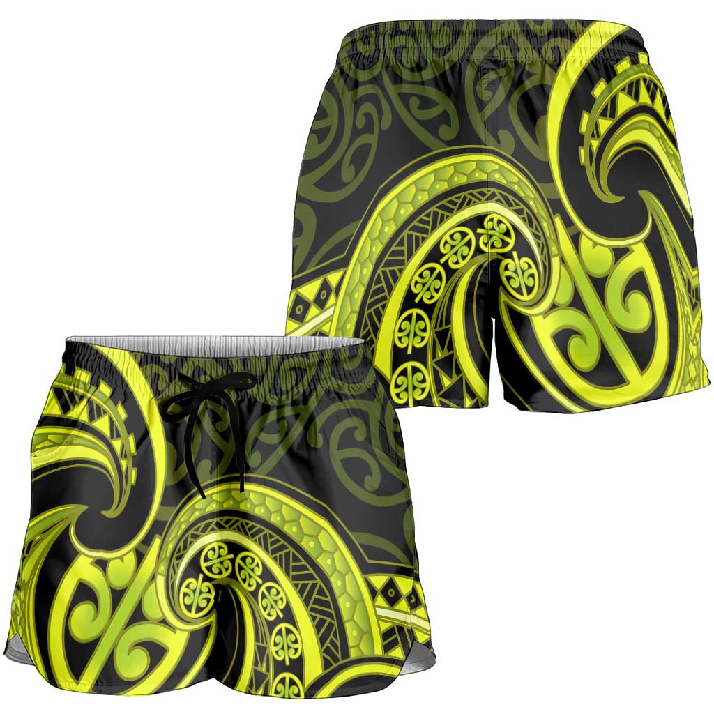 Lime Green New Zealand Mangopare Shorts for Women Aotearoa Maori Koru Style