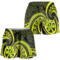 Lime Green New Zealand Mangopare Shorts for Women Aotearoa Maori Koru Style