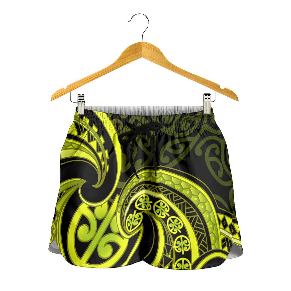 Lime Green New Zealand Mangopare Shorts for Women Aotearoa Maori Koru Style
