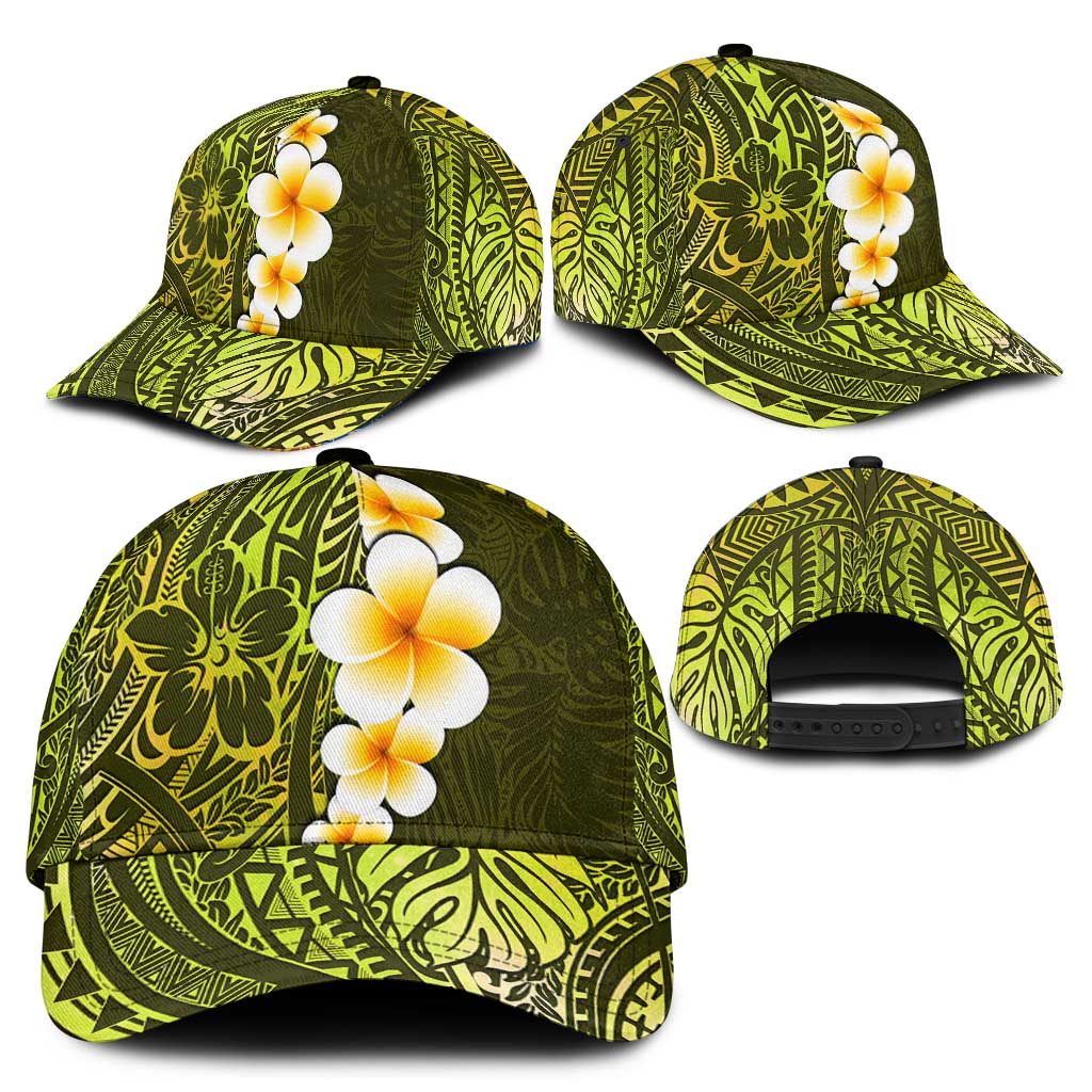 Lime Green Polynesia Classic Cap Plumeria Tropical Leaves With Galaxy Polynesian Art LT14