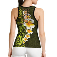 Lime Green Polynesia Hollow Tank Top Plumeria Tropical Leaves Galaxy Polynesian Art - Polynesian Pride