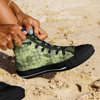 Lime Palaka Hawaii Cowboy High Top Shoes Puakenikeni Lei Paniolo Papale Seamless Vibes - Polynesian Pride