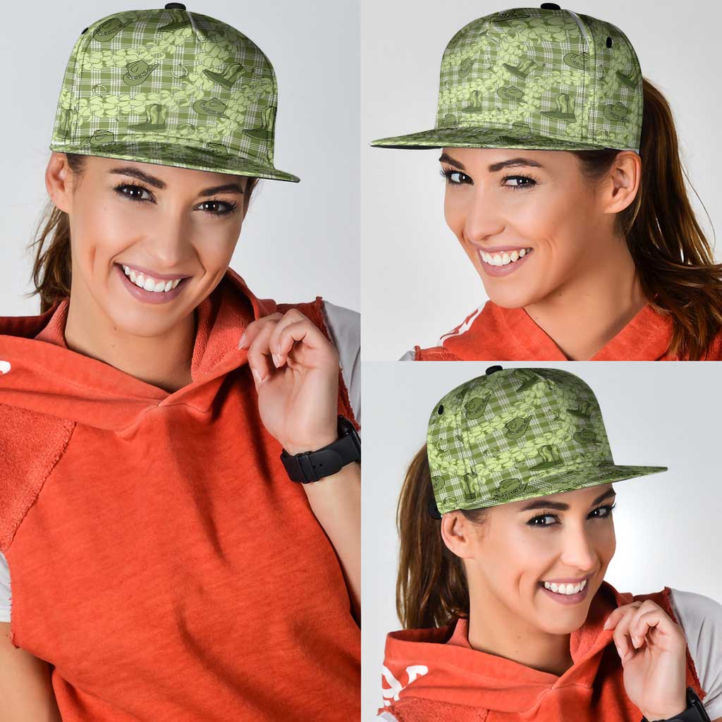 Lime Palaka Hawaii Cowboy Snapback Cap Puakenikeni Lei Paniolo Papale Seamless Vibes - Polynesian Pride