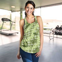 Lime Palaka Hawaii Cowboy Women Racerback Tank Puakenikeni Lei Paniolo Papale Seamless Vibes - Polynesian Pride